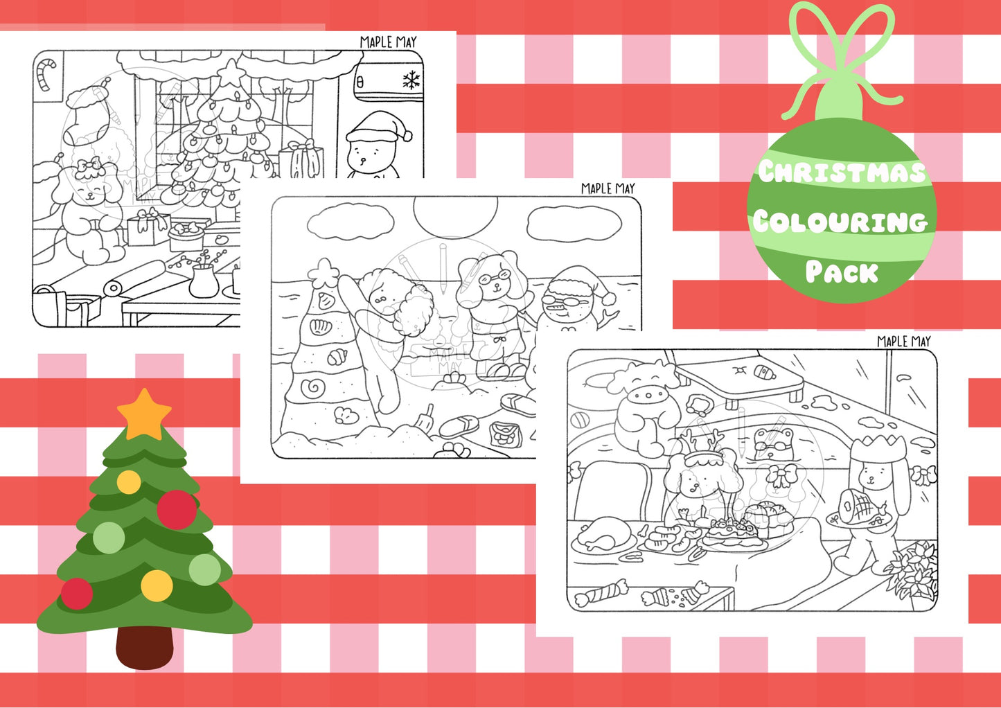 Summer Christmas Colouring Pages - Digital Download